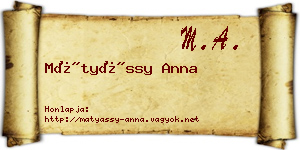 Mátyássy Anna névjegykártya