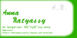 anna matyassy business card